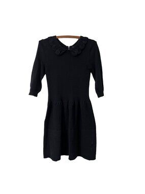 b+ab Womens Black Knit Crochet Collar Ribbed Sweater Dress Size XXSmall